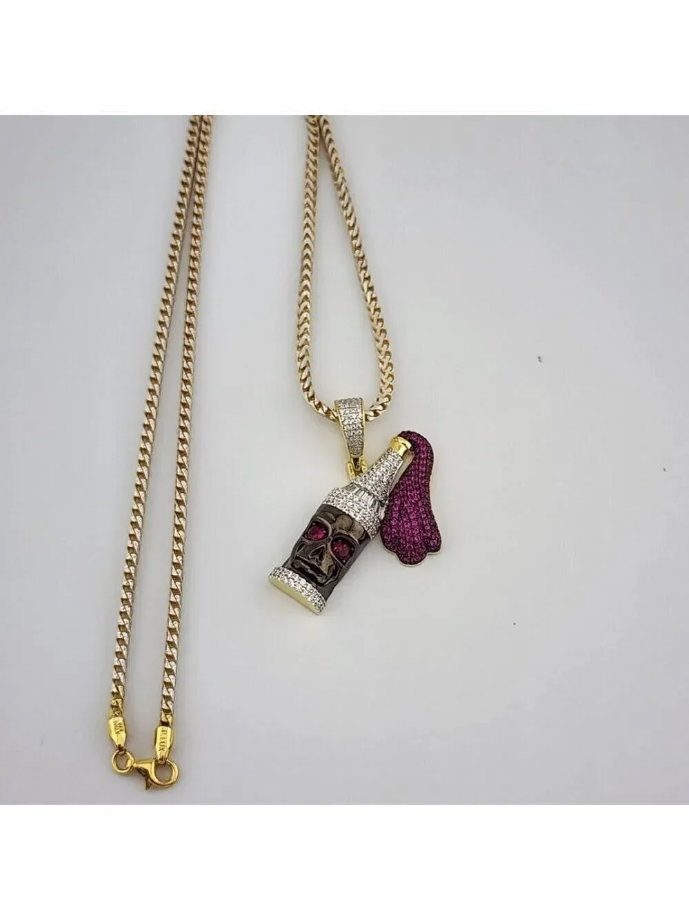 Brand New Sterling Silver 925 Skull bottle Necklace